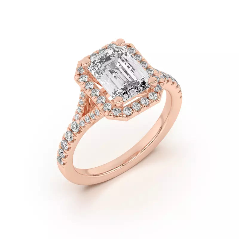 Timeless Halo Emerald Engagement Ring