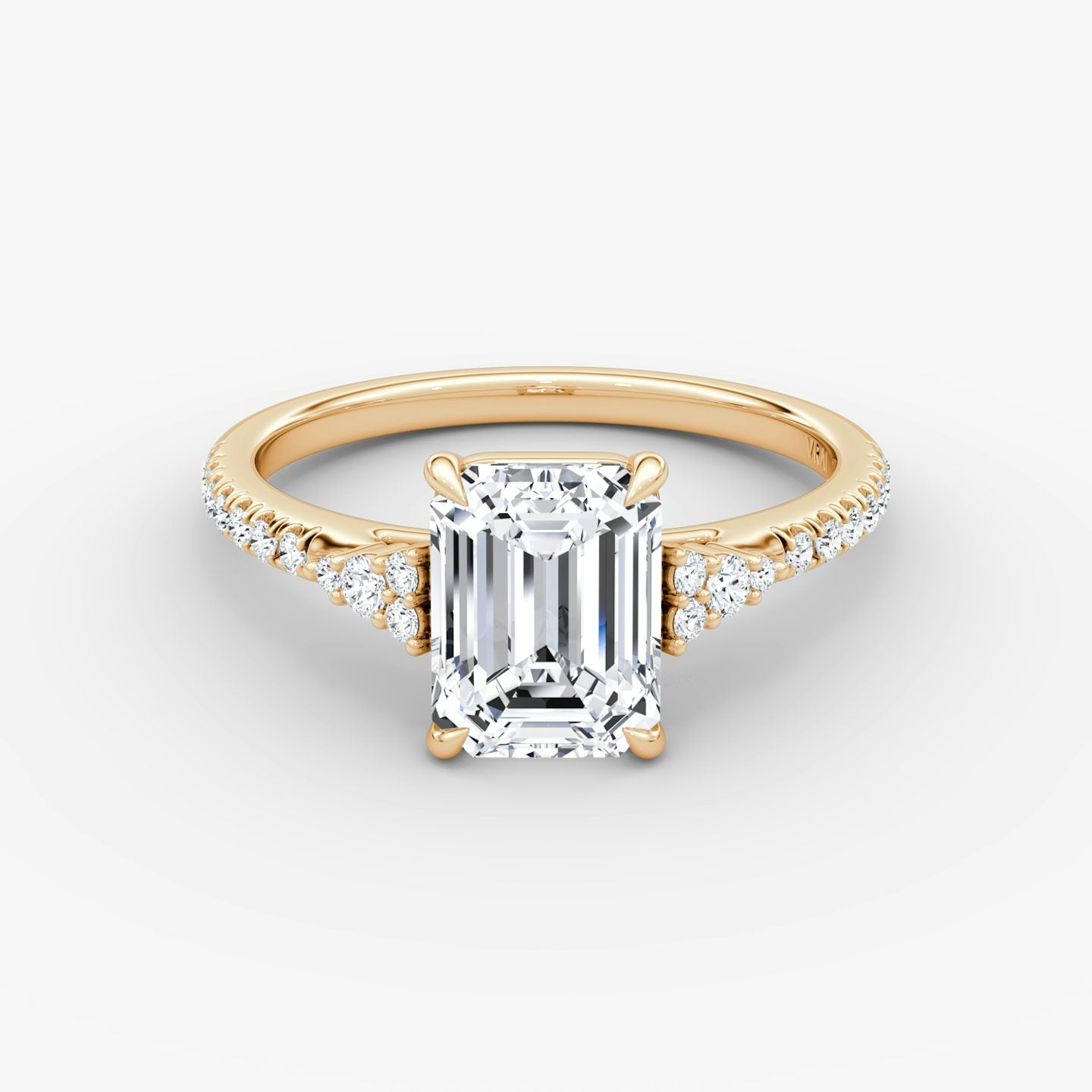 The Side Cluster Cathedral Emerald Engagement Ring