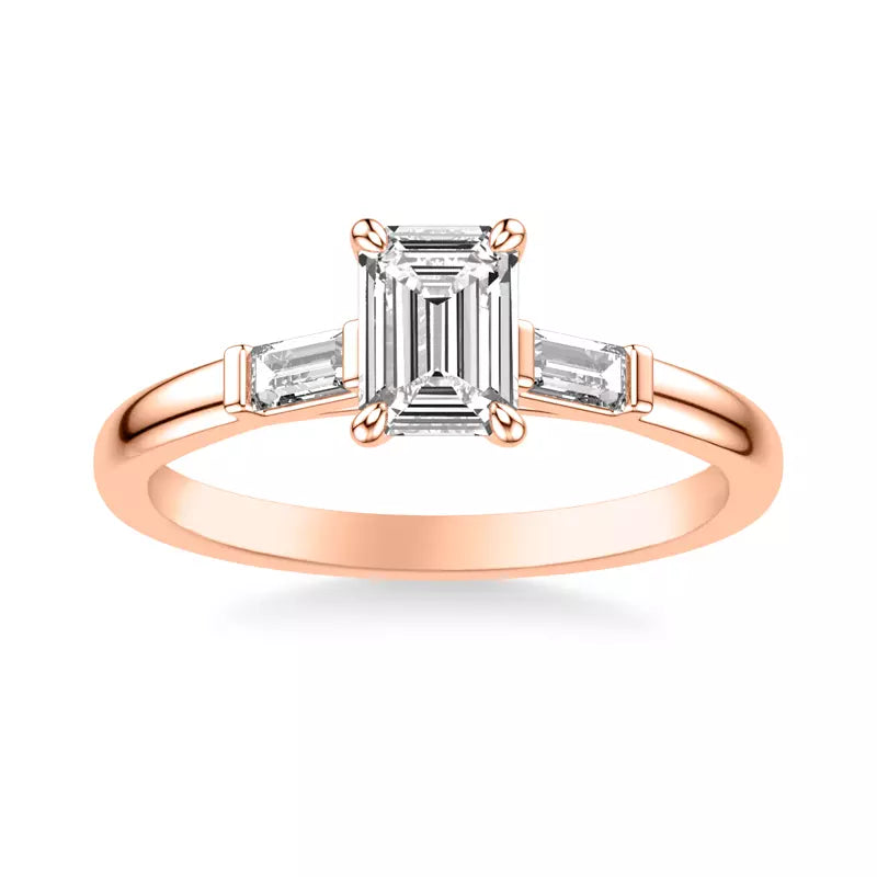 Classic 3-Stone Engagement Emerald Ring