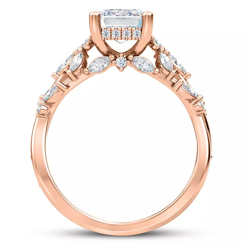 Butterfly And Bee Vine Twist Emerald Engagement Ring