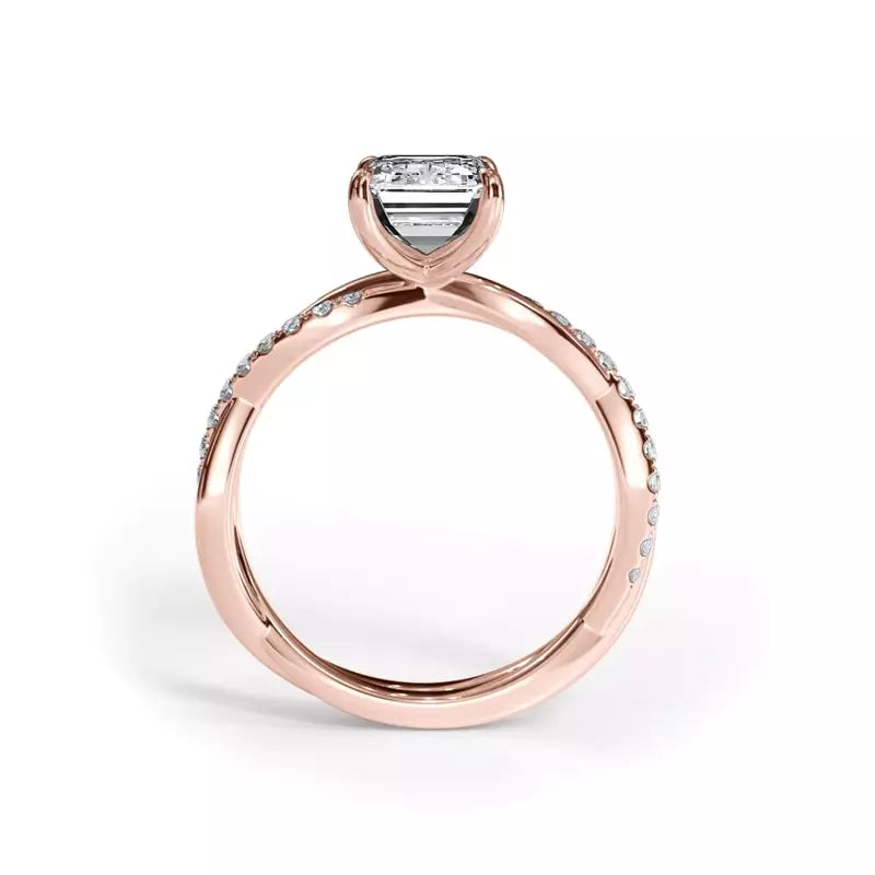 Pavé Twist Emerald Engagement Ring