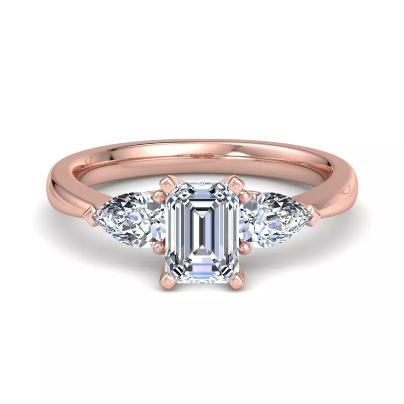 Three-Stone Lab Emerald Engagement Ring