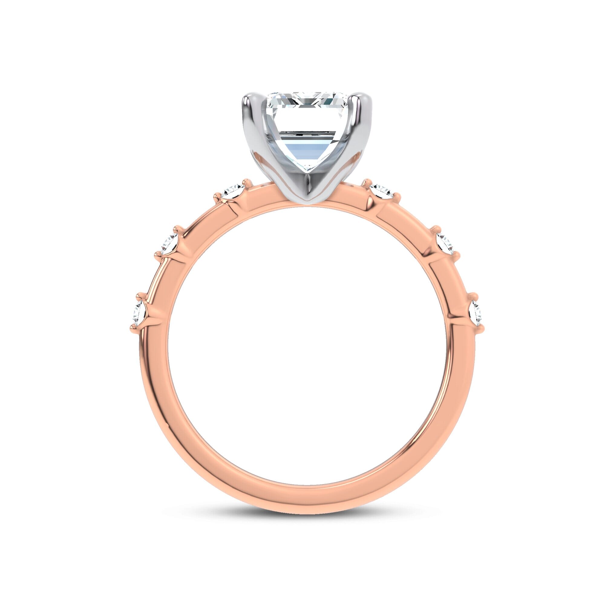 Starlight Spaced Diamond Engagement Emerald Ring