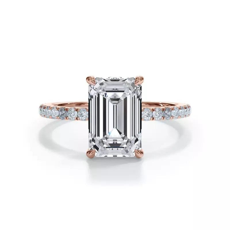 Pavé Hidden Halo Emerald Engagement Ring