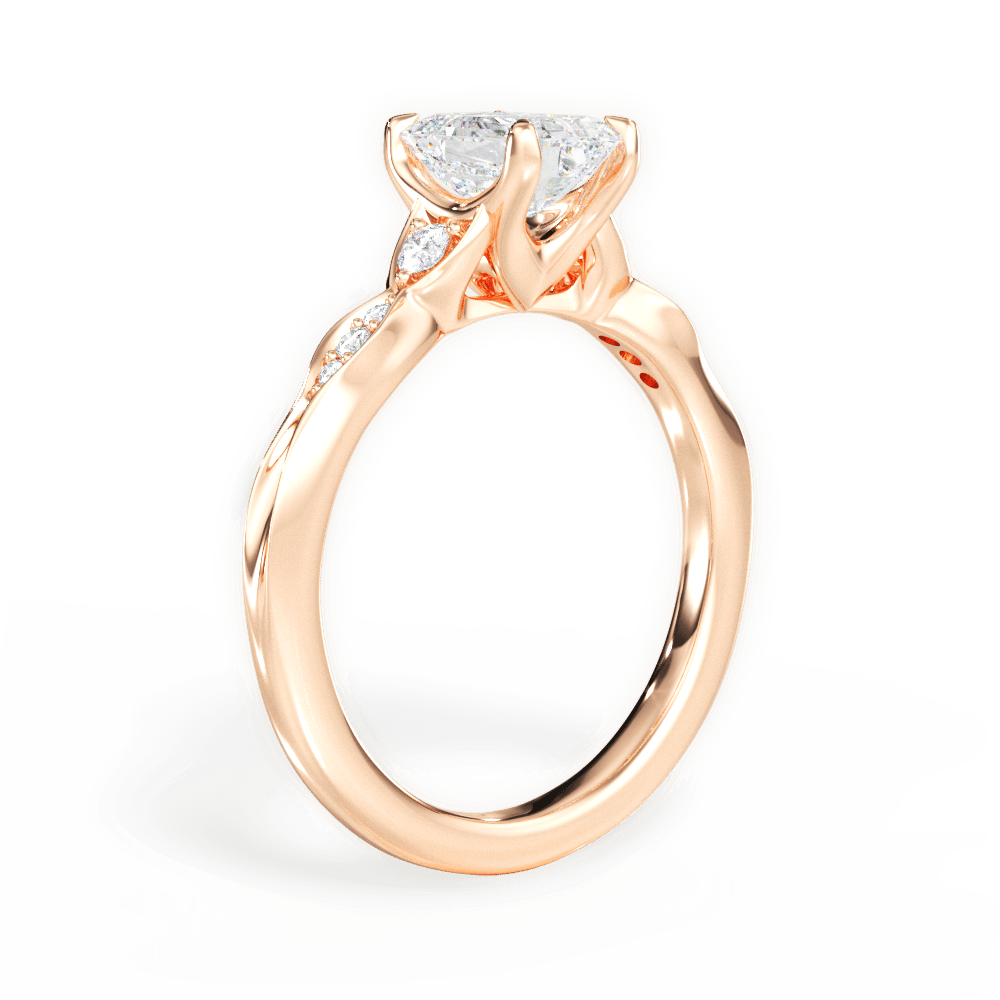 Emerald Cut Vintage Diamond Accent Engagement Ring