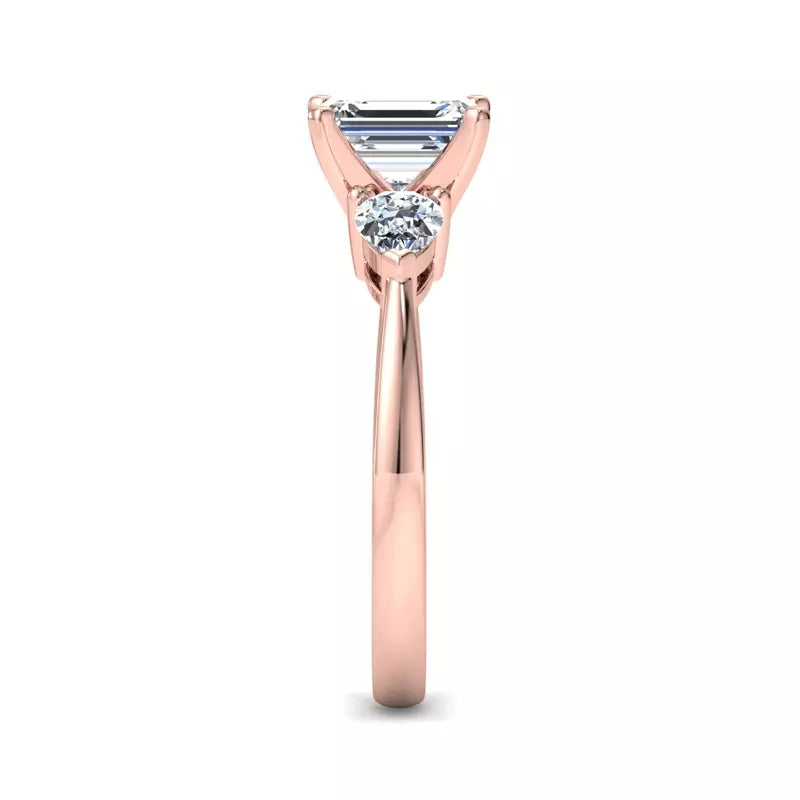 Three-Stone Lab Emerald Engagement Ring