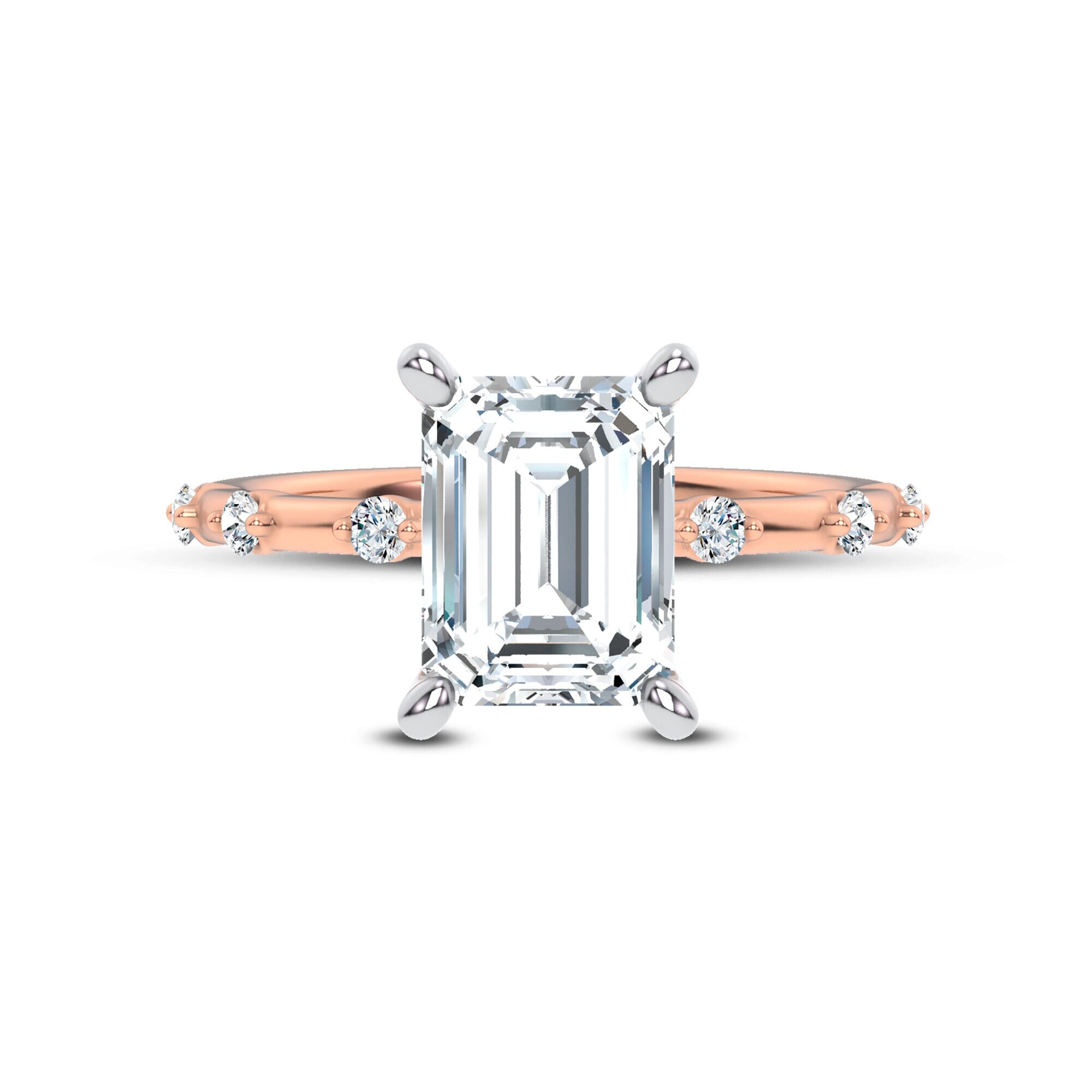 Starlight Spaced Diamond Engagement Emerald Ring