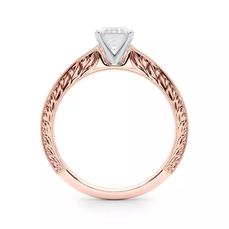 Vintage-Inspired Solitaire Engagement Emerald Ring