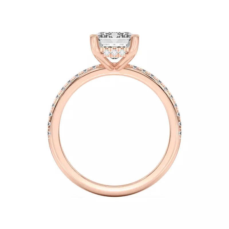 Classic Hidden Halo Pavé Emerald Engagement Ring