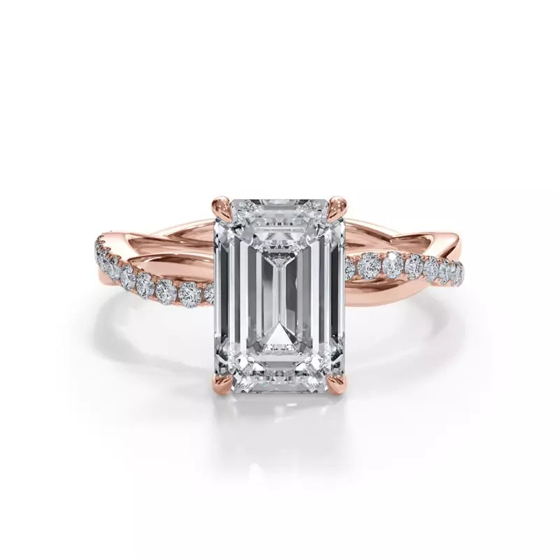 Pavé Twist Emerald Engagement Ring