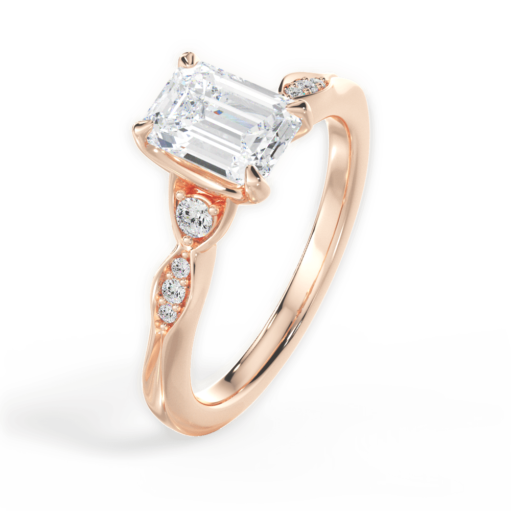 Emerald Cut Vintage Diamond Accent Engagement Ring