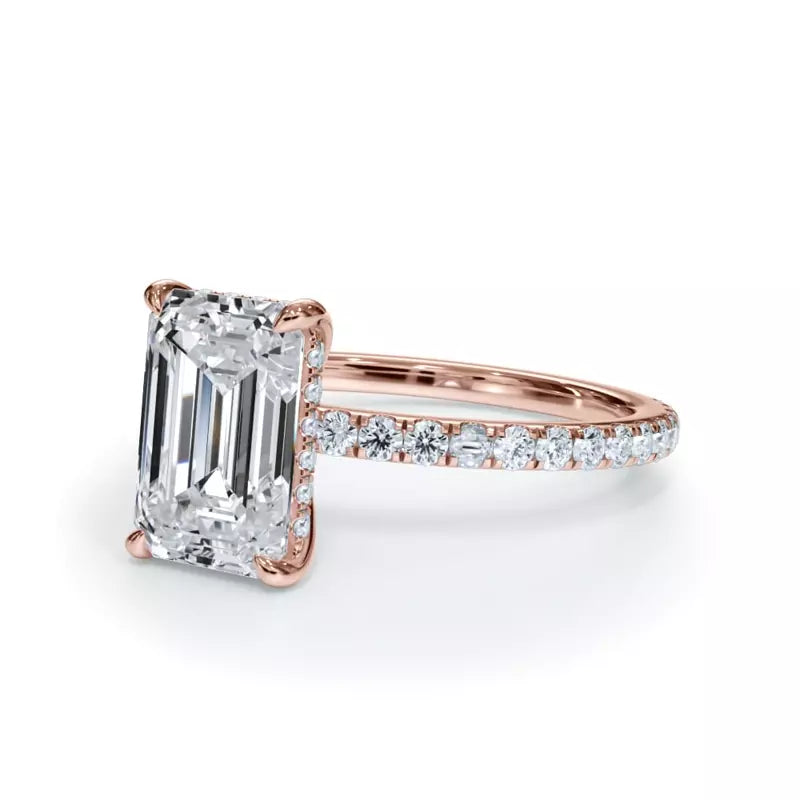 Pavé Hidden Halo Emerald Engagement Ring