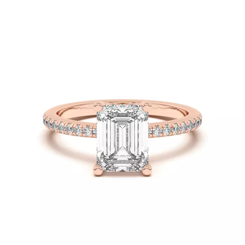 Classic Hidden Halo Pavé Emerald Engagement Ring