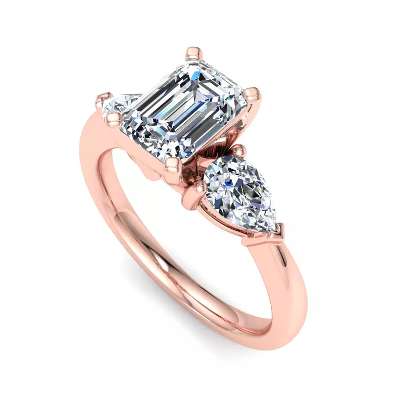 Three-Stone Lab Emerald Engagement Ring