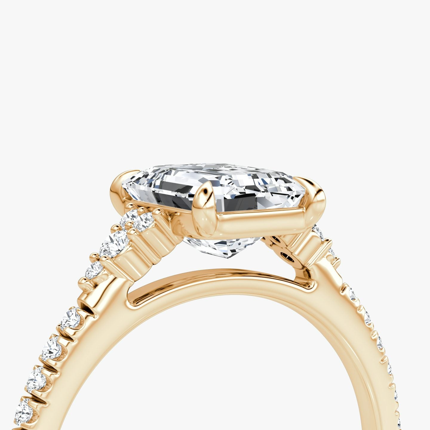 The Side Cluster Cathedral Emerald Engagement Ring