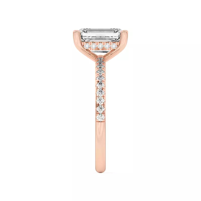 Classic Hidden Halo Pavé Emerald Engagement Ring