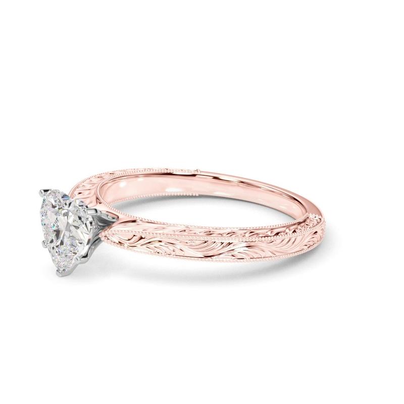 Vintage-Inspired Solitaire Engagement Heart Ring
