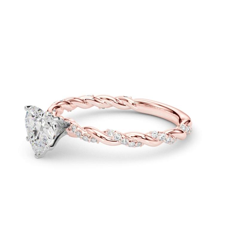 lab Diamond Heart Twist Engagement Ring