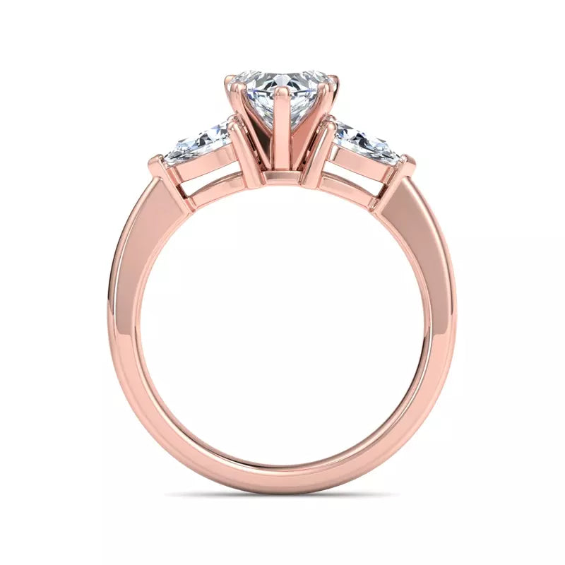 Three-Stone Lab Heart Engagement Ring