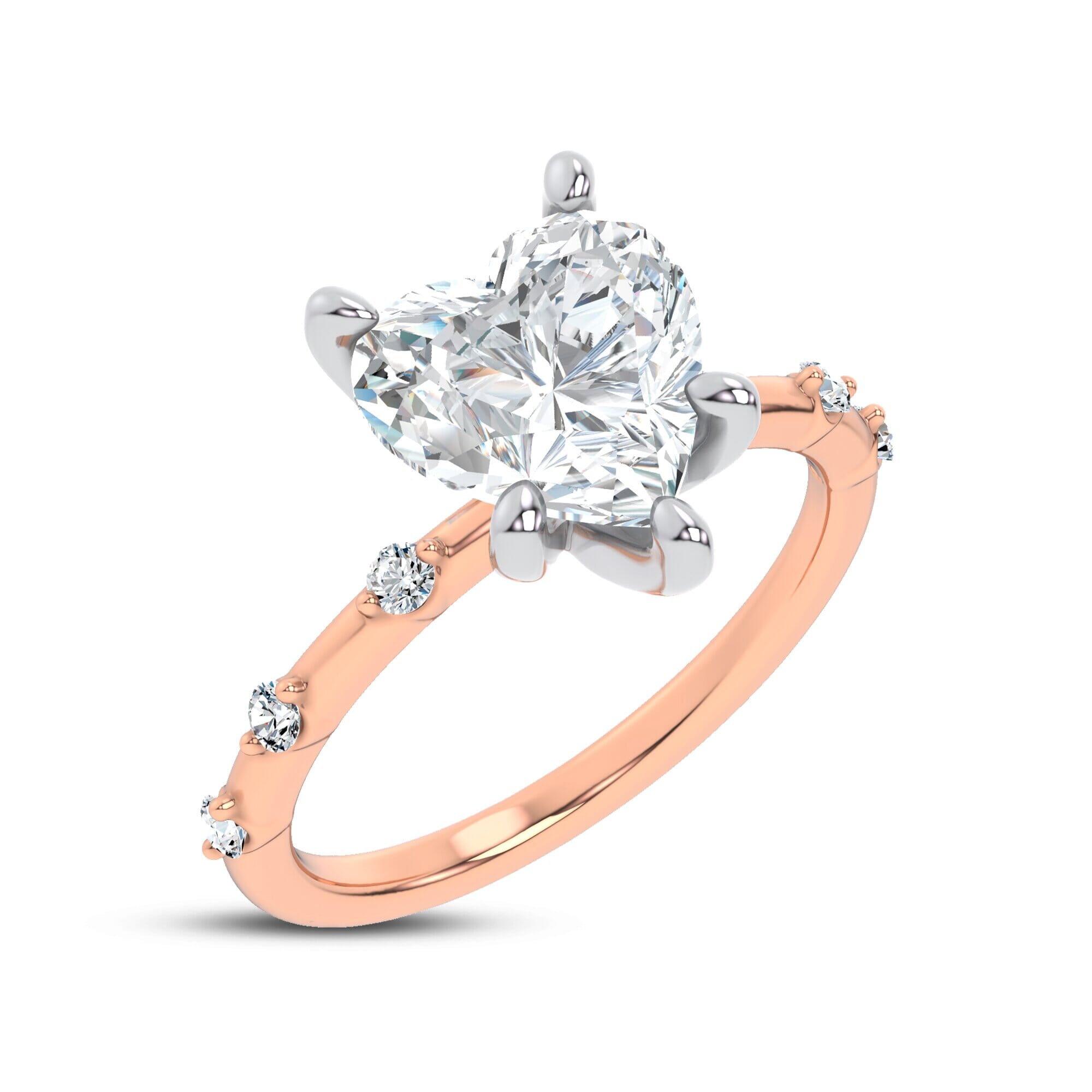 Starlight Spaced Diamond Engagement Heart Ring