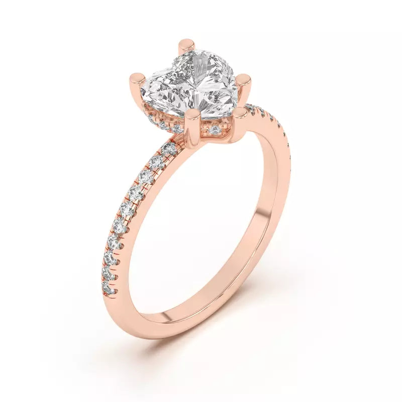Classic Hidden Halo Pavé Heart Engagement Ring