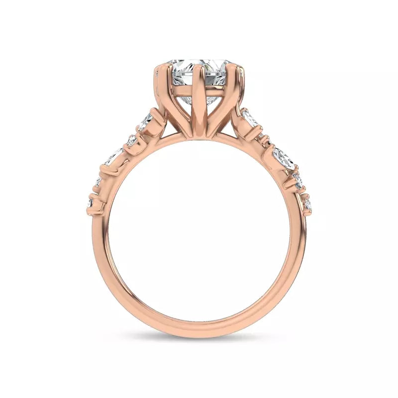 Scattered Diamond Heart Engagement Ring