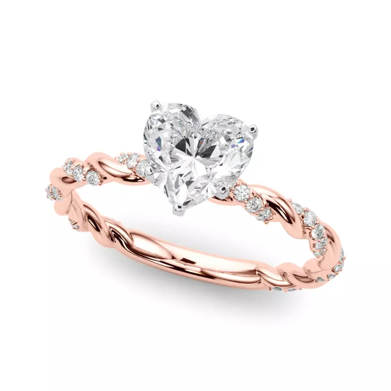 lab Diamond Heart Twist Engagement Ring