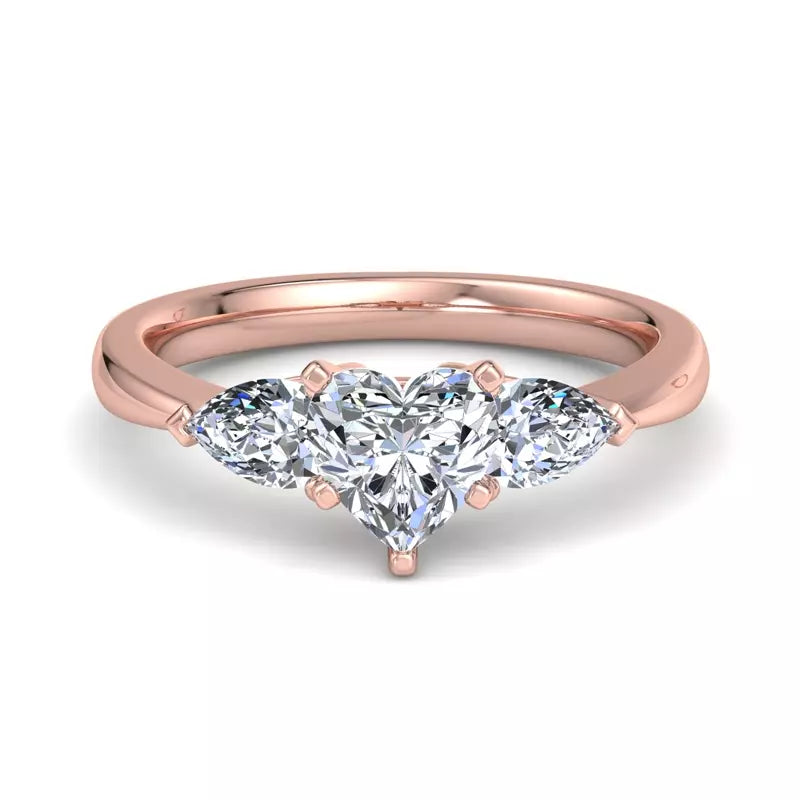 Three-Stone Lab Heart Engagement Ring