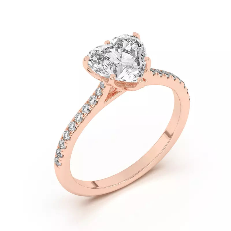 Tulip Inspired 6 Prong Heart Engagement Ring