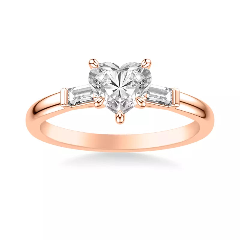 Classic 3-Stone Engagement Heart Ring