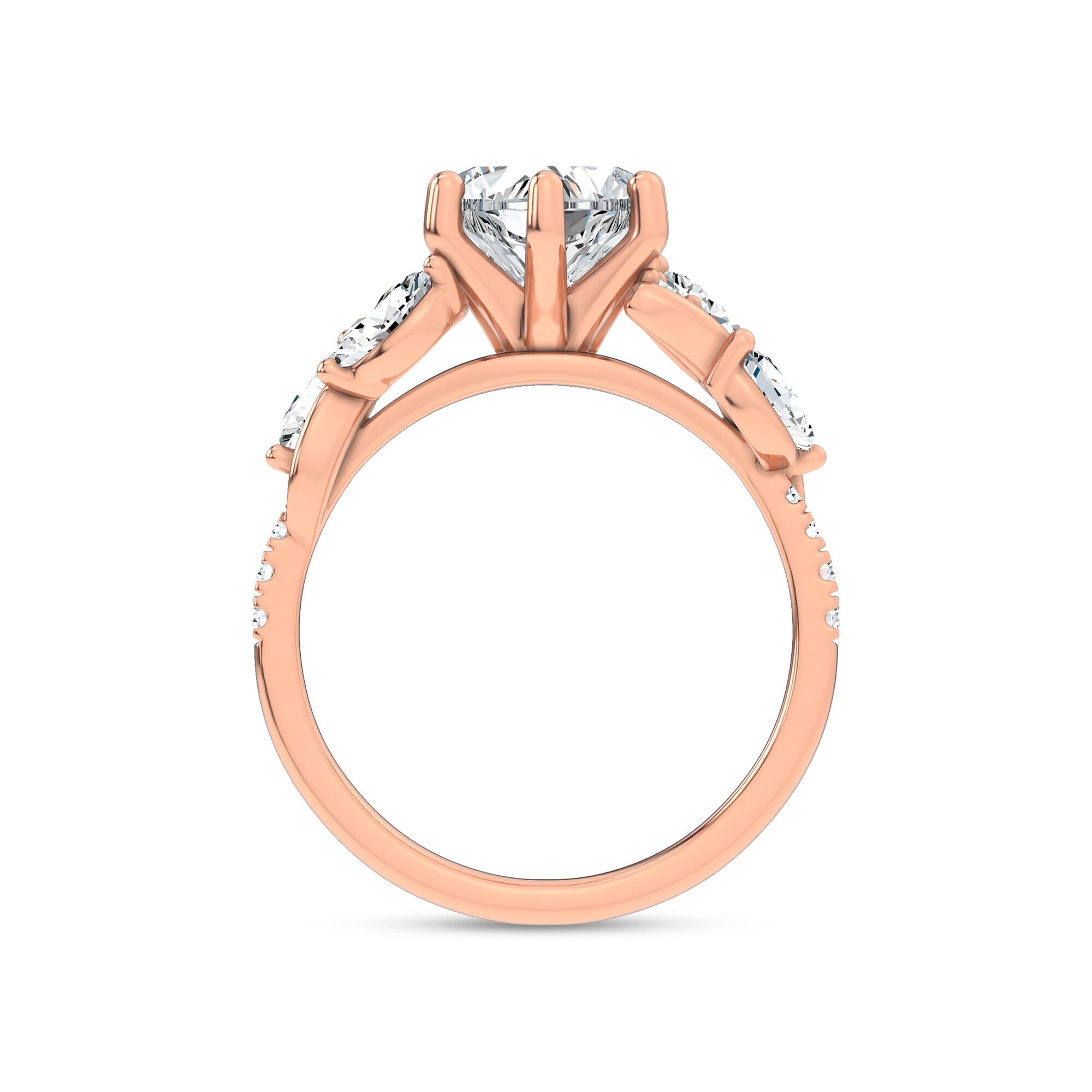 Curved Vine Diamond Heart Engagement Ring