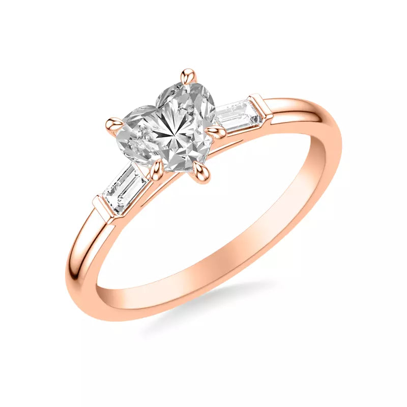 Classic 3-Stone Engagement Heart Ring
