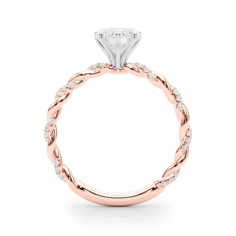 lab Diamond Heart Twist Engagement Ring