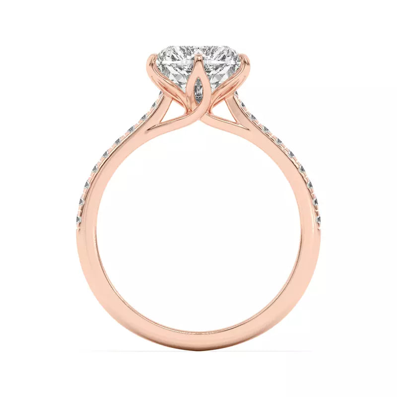 Tulip Inspired 6 Prong Heart Engagement Ring