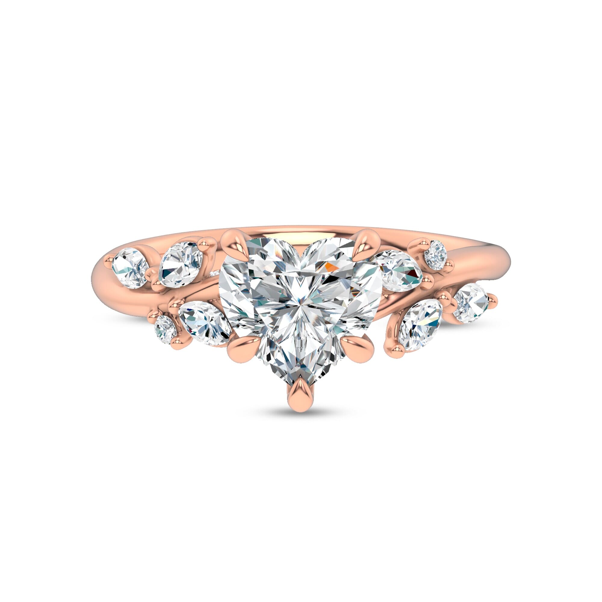 Nature-Inspired Engagement Heart Ring