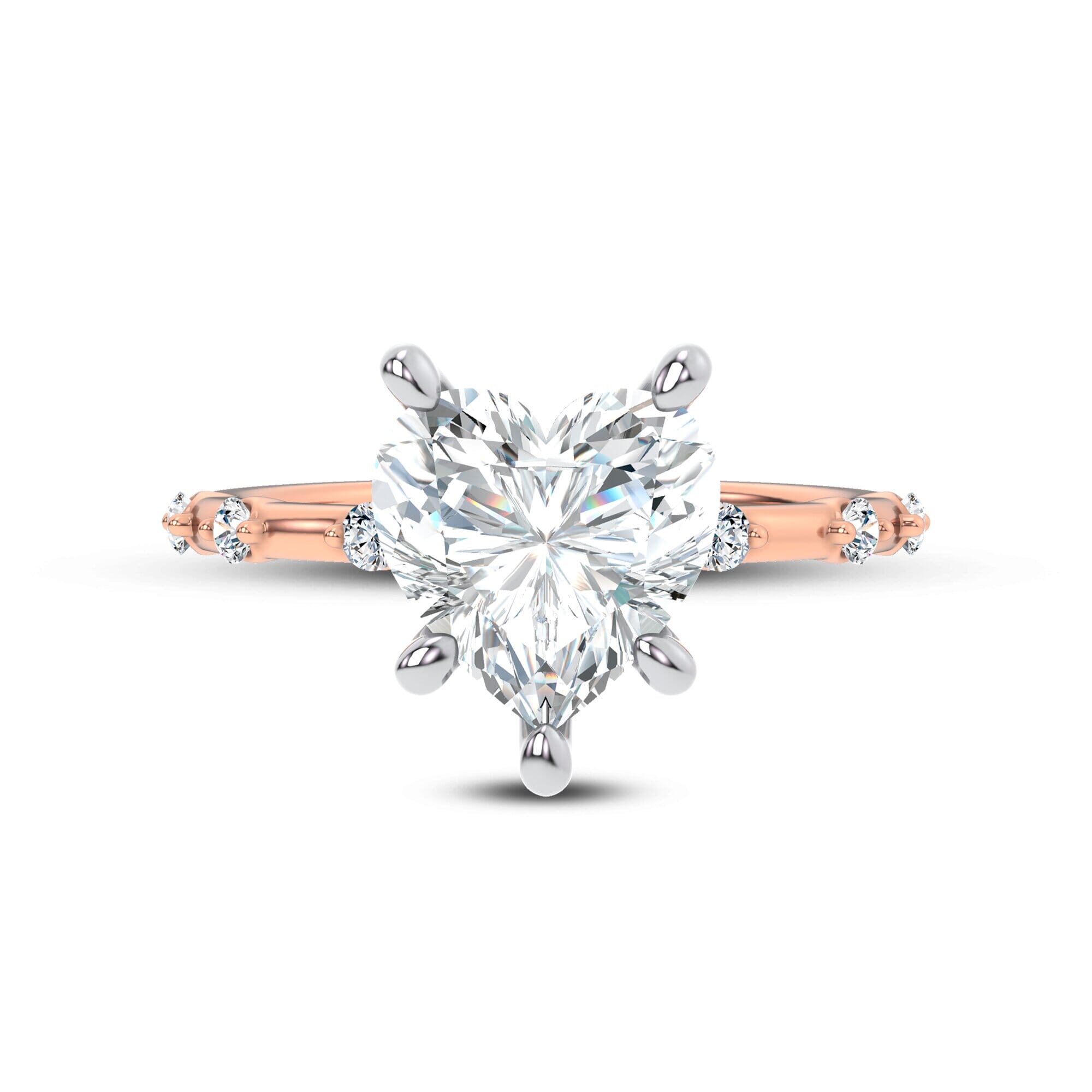 Starlight Spaced Diamond Engagement Heart Ring