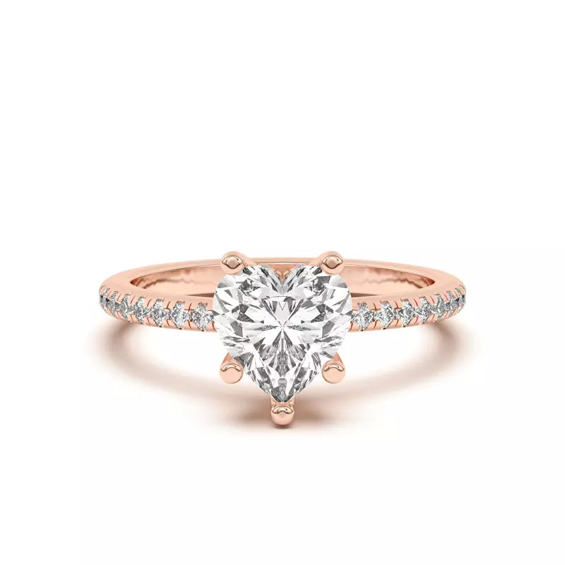 Classic Hidden Halo Pavé Heart Engagement Ring