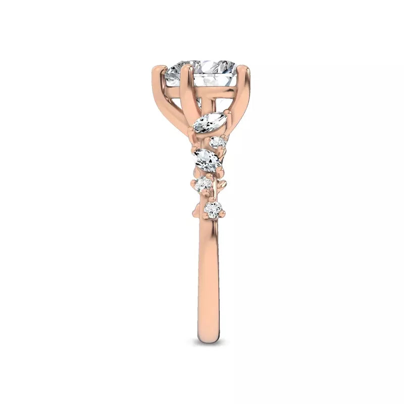 Scattered Diamond Heart Engagement Ring