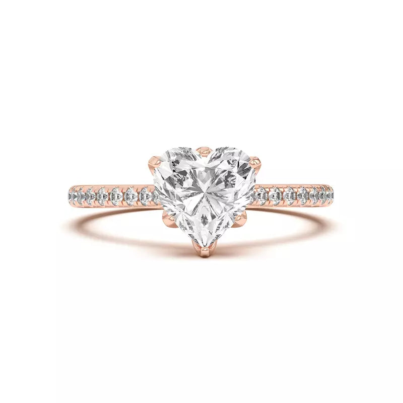 Tulip Inspired 6 Prong Heart Engagement Ring