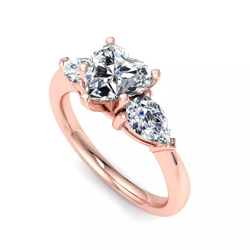 Three-Stone Lab Heart Engagement Ring