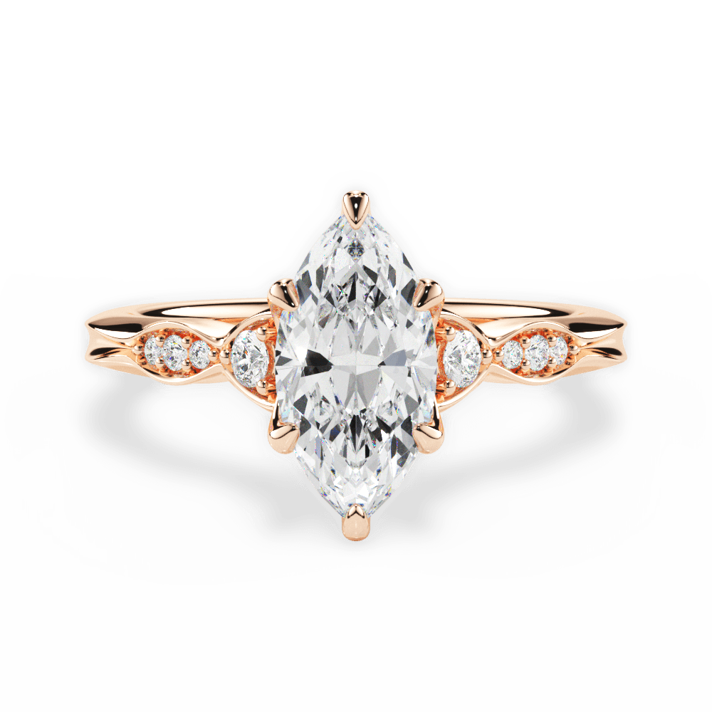 Marquise Cut Vintage Diamond Accent Engagement Ring