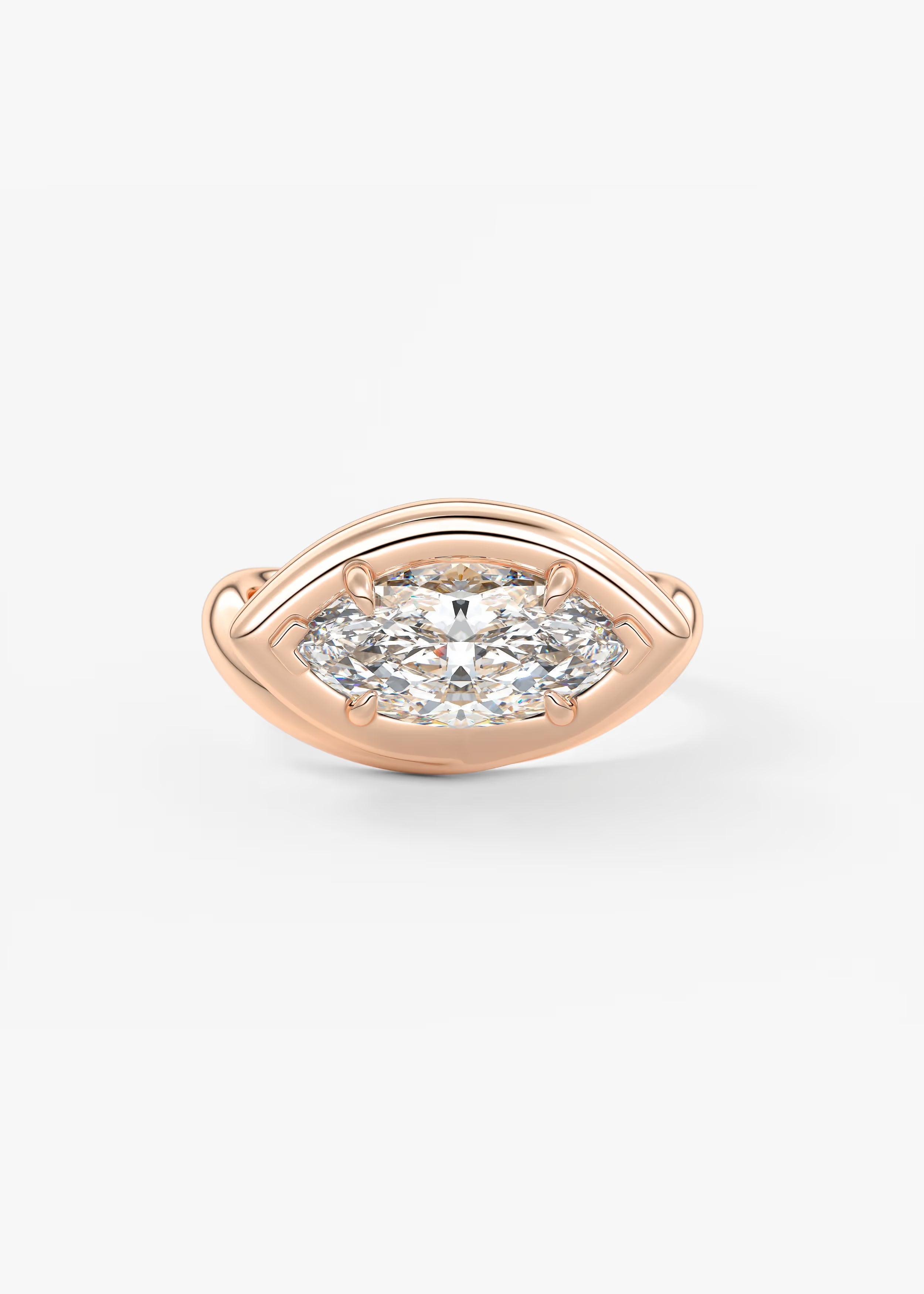 Chunky Marquise Cut Collet Engagement Ring