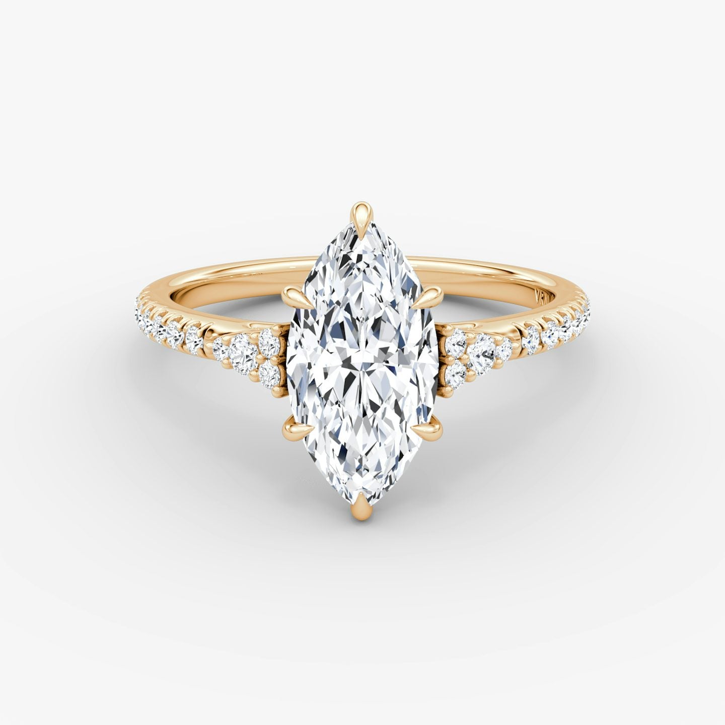 The Side Cluster Cathedral Marquise Engagement Ring