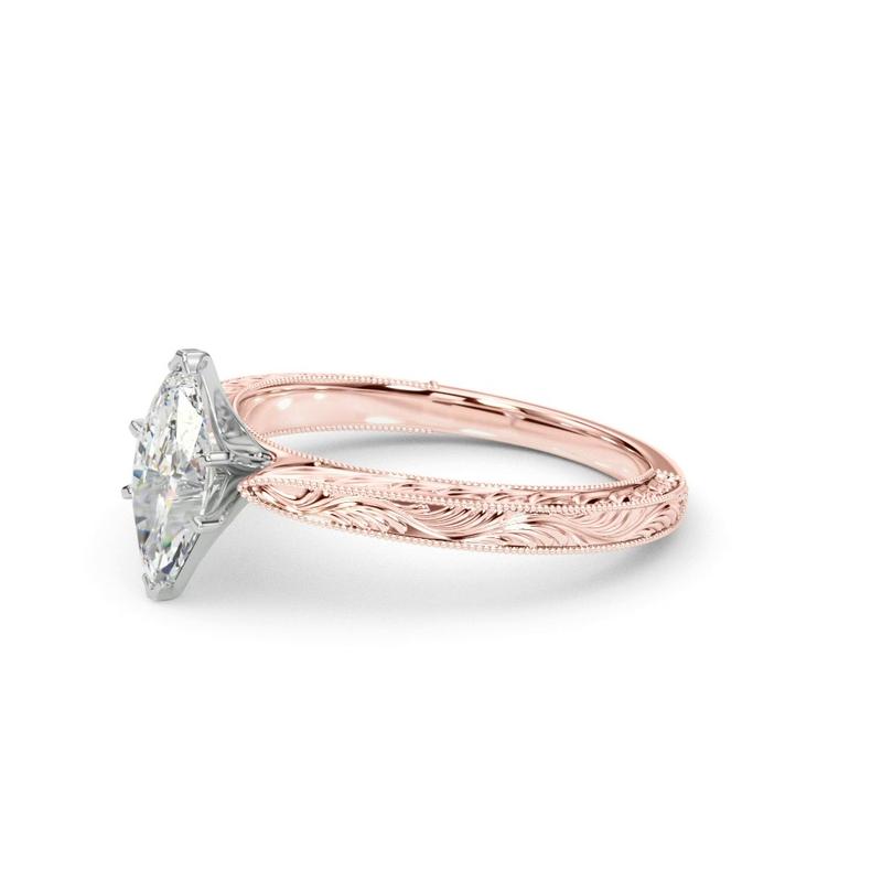 Vintage-Inspired Solitaire Engagement Marquise Ring