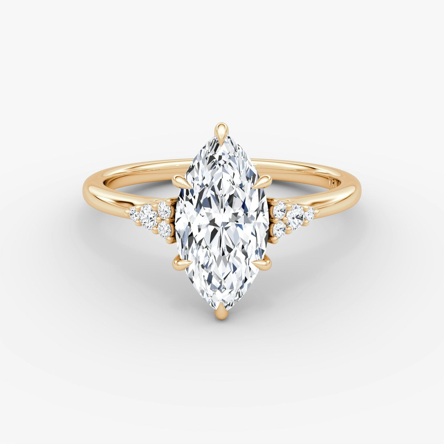 The Side Cluster Cathedral Marquise Engagement Ring