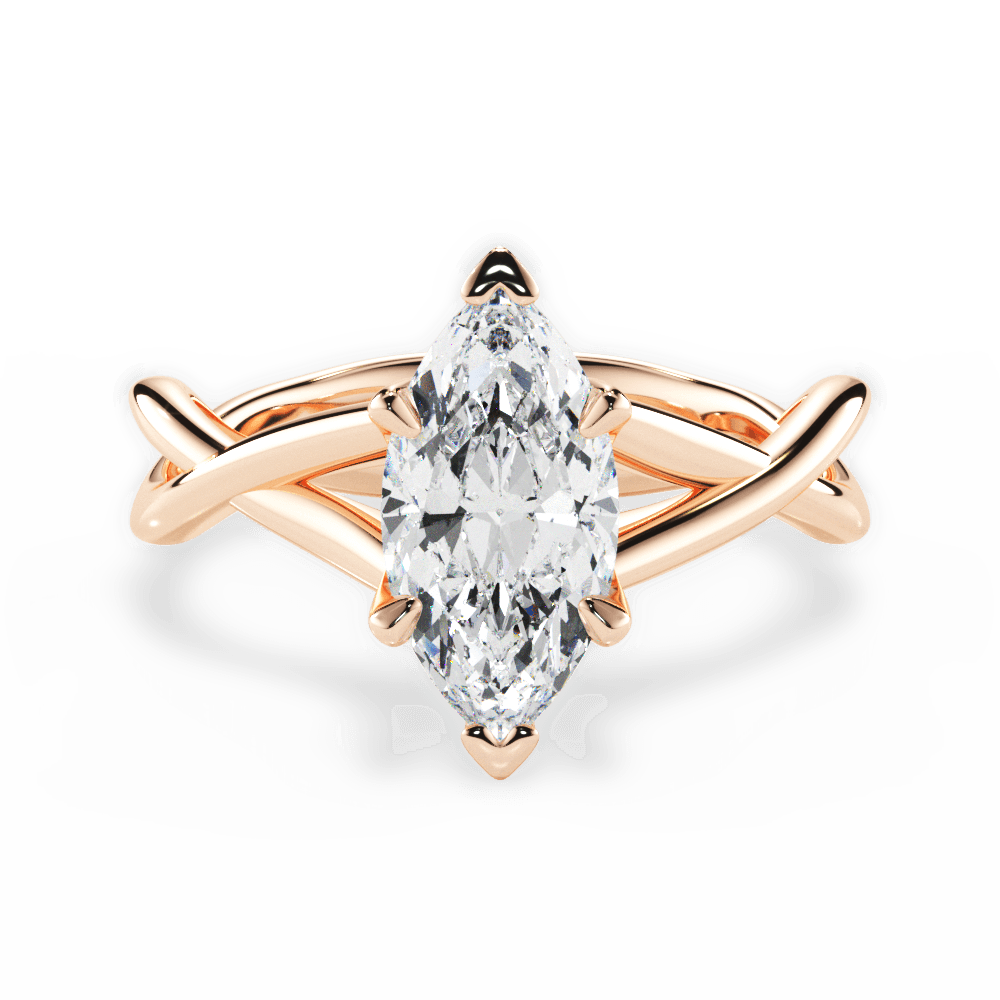 Marquise Cut Open-Twist Solitaire Engagement Ring