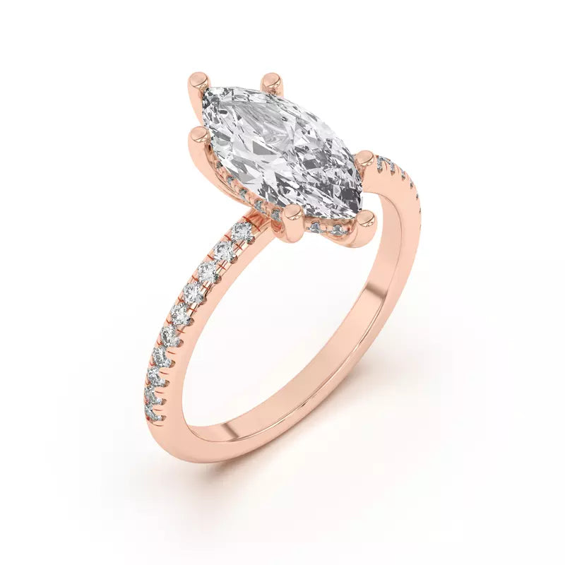 Classic Hidden Halo Pavé Marquise Engagement Ring