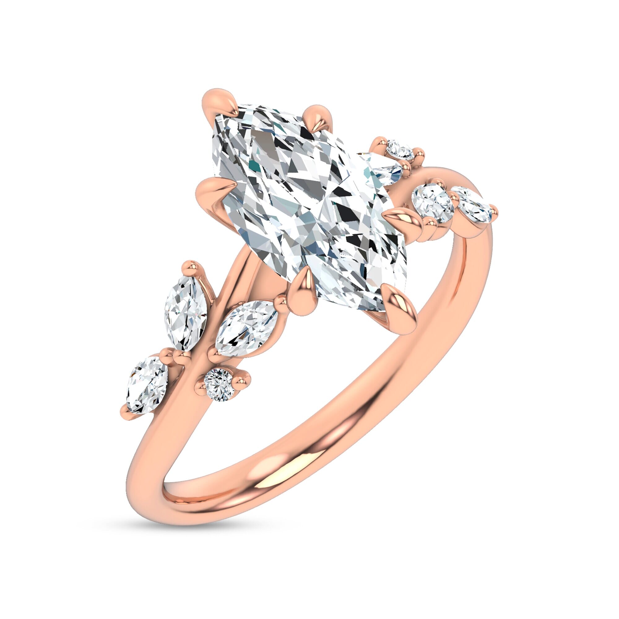 Nature-Inspired Engagement Marquise Ring
