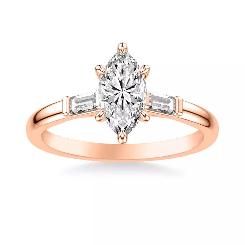 Classic 3-Stone Engagement Marquise Ring