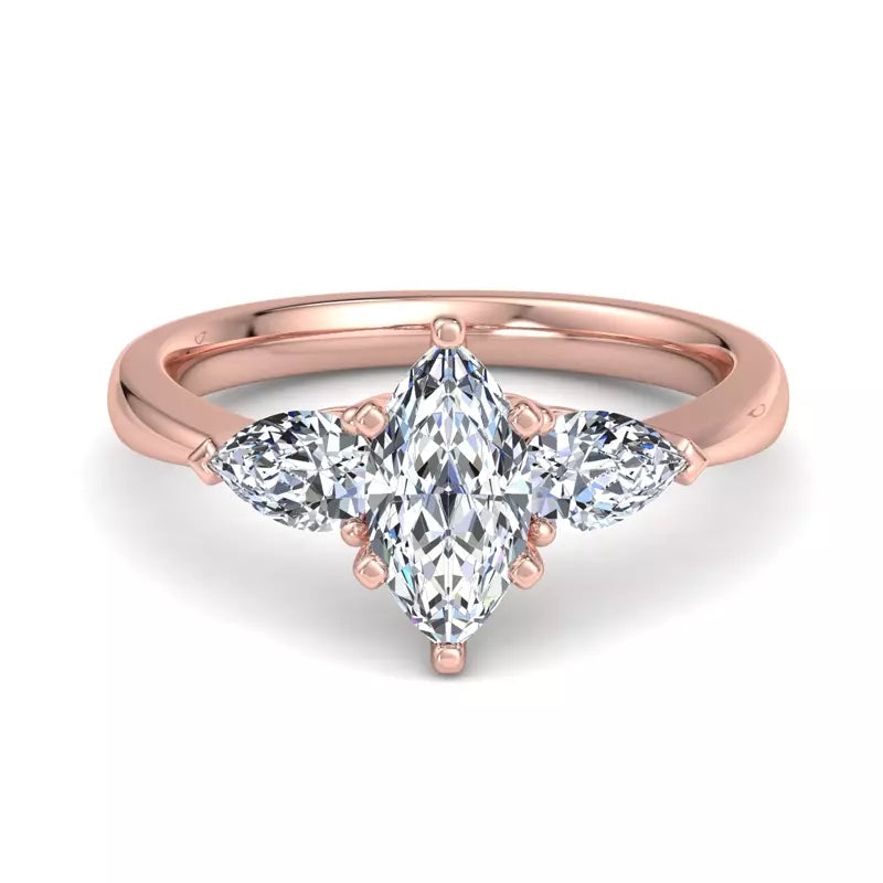 Three-Stone Lab Marquise Engagement Ring